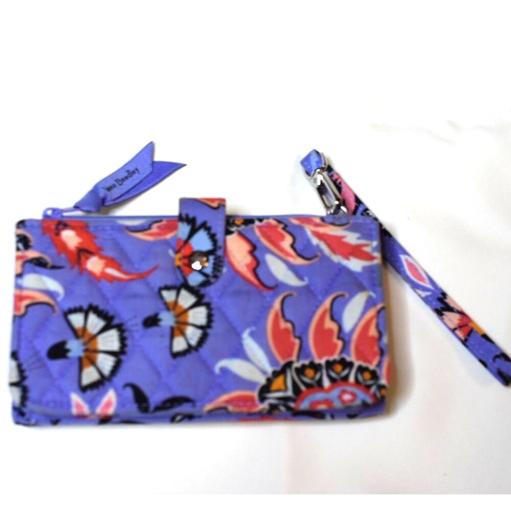 Vera Bradley RFID Tech Mural Garden Purple Y2K Trendy Mod Wristlet Wallet